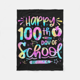 ハッピースクール100th日絞り染めレインボー100日 フリースブランケット