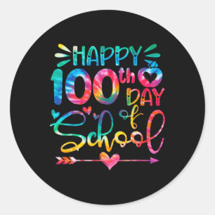 ハッピースクール100th日絞り染めレインボー100日 ラウンドシール