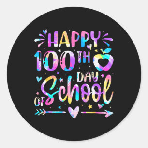 ハッピースクール100th日絞り染めレインボー100日 ラウンドシール