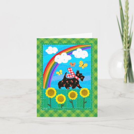ハッピースコッティーレインボーキルトデザイン4x6カード カード (正面)