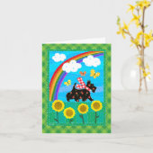 ハッピースコットアイレインボーキルトデザイン4x6カード カード (黄色い花)