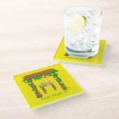 ハッピースコットパーソナライズされた、 ガラスコースター (アングル)