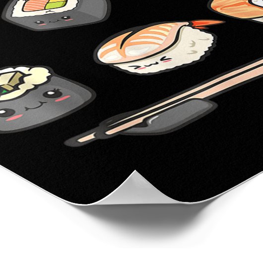 ハッピースシかわいいが食日本の好をO ポスター (角)