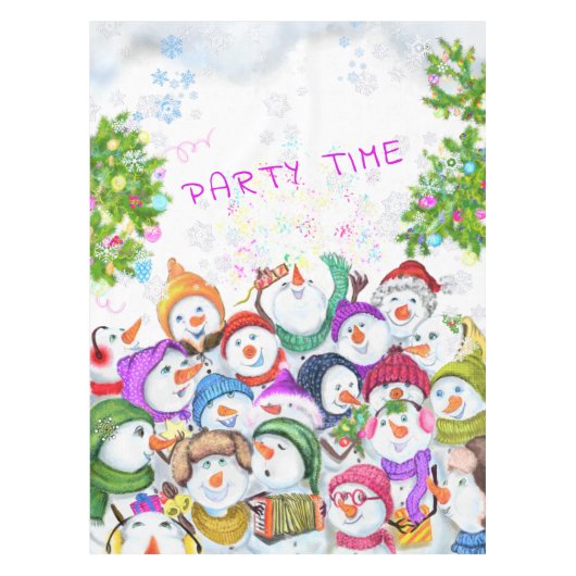 ハッピーススノーマンズクリスマステーブルクロス テーブルクロス (正面)
