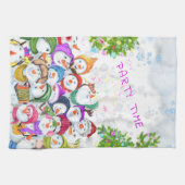 ハッピーススノーマンズクリスマスパーティーキッチンタオル キッチンタオル (横)