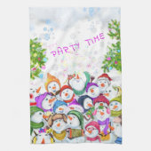 ハッピーススノーマンズクリスマスパーティーキッチンタオル キッチンタオル (縦)