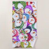 ハッピーススノーマンズクリスマスビーチタオル ビーチタオル (正面)