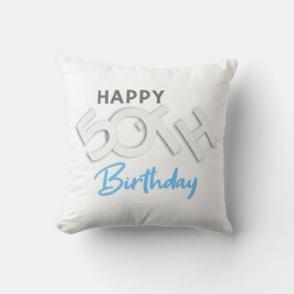 ハッピースタイリッシュ50th誕生日タイポグラフィ クッション