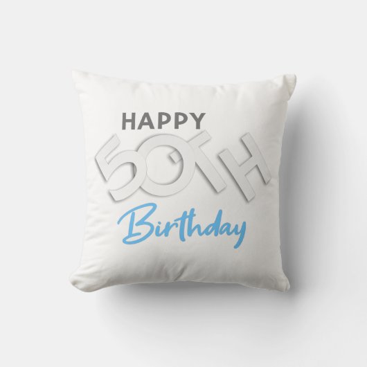 ハッピースタイリッシュ50th誕生日タイポグラフィ クッション (正面)
