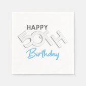 ハッピースタイリッシュ50th誕生日タイポグラフィ スタンダードカクテルナプキン (正面)