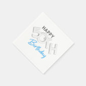 ハッピースタイリッシュ50th誕生日タイポグラフィ スタンダードカクテルナプキン (角)