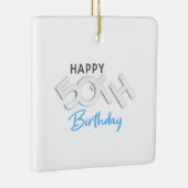 ハッピースタイリッシュ50th誕生日タイポグラフィ セラミックオーナメント (右)