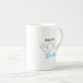 ハッピースタイリッシュ50th誕生日タイポグラフィ ボーンチャイナマグカップ (正面右)