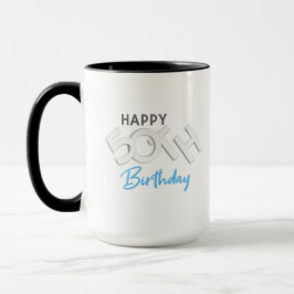 ハッピースタイリッシュ50th誕生日タイポグラフィ マグカップ