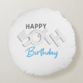 ハッピースタイリッシュ50th誕生日タイポグラフィ ラウンドクッション (裏面)