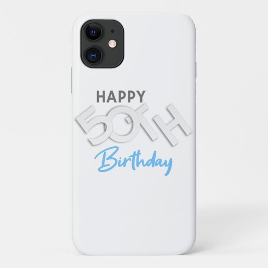 ハッピースタイリッシュ50th誕生日タイポグラフィ Case-Mate iPhoneケース (裏面)