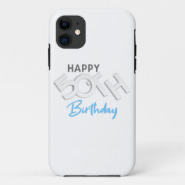 ハッピースタイリッシュ50th誕生日タイポグラフィ iPhone 11 ケース