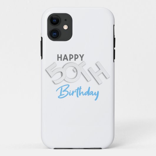 ハッピースタイリッシュ50th誕生日タイポグラフィ Case-Mate iPhoneケース (裏面)