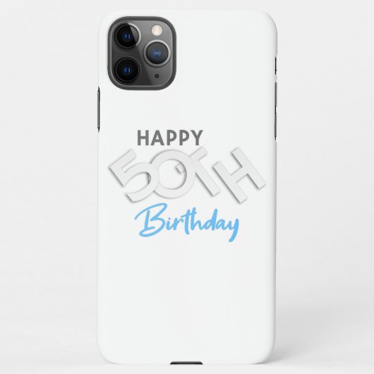 ハッピースタイリッシュ50th誕生日タイポグラフィ iPhoneケース (裏面)