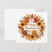 ハッピースタンクスギビング 水彩 秋 花輪 シーズンカード (正面/裏面)
