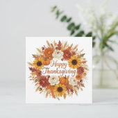 ハッピースタンクスギビング 水彩 秋 花輪 シーズンカード (スタンド正面)