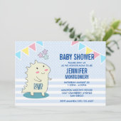 ハッピースターとキュートな黄色い恐竜ベイビーシャワー 招待状 (スタンド正面)