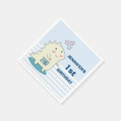 ハッピースターズ付きかわいい黄色い恐竜誕生日 スタンダードカクテルナプキン (角)