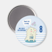 ハッピースターズ付きかわいい黄色い恐竜誕生日 マグネット (正面/裏面)