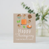 ハッピースターディングパンプキンパイ、七面鳥、食べ物 ポストカード (スタンド正面)