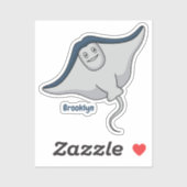 ハッピースティングレイ魚の漫画イラストレーション シール (シート)