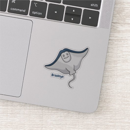 ハッピースティングレイ魚の漫画イラストレーション シール (詳細)