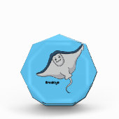 ハッピースティングレイ魚の漫画イラストレーション フォトブロック (正面)