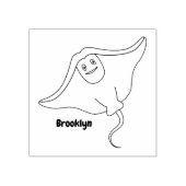 ハッピースティングレイ魚の漫画イラストレーション ラバースタンプ (インプリント)