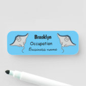 ハッピースティングレイ魚の漫画イラストレーション 名札 (インサイチュ)