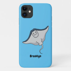 ハッピースティングレイ魚の漫画イラストレーション iPhone 11 ケース