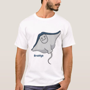 ハッピースティングレイ魚の漫画イラストレーション Tシャツ