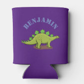 ハッピーステゴサウルス恐竜の漫画イラストレーション 缶クーラー (裏面)