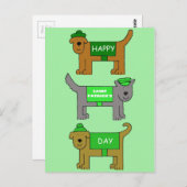 ハッピーステントパトリックデーの漫画犬 ポストカード (正面/裏面)