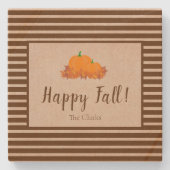 ハッピーストライプの秋ファミリー姓カボチャ ストーンコースター (正面)