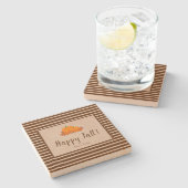 ハッピーストライプの秋ファミリー姓カボチャ ストーンコースター (横)