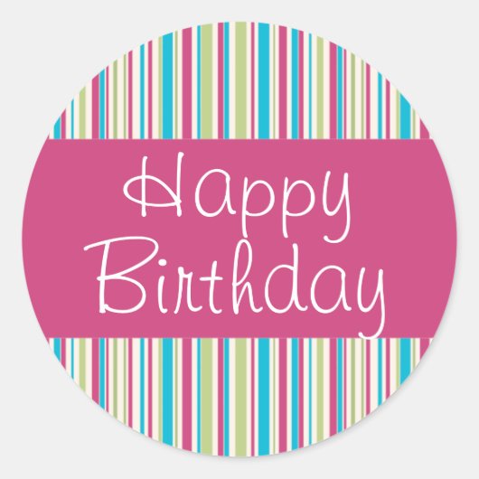 ハッピーストライプハッピーバースデーシール ラウンドシール (正面)