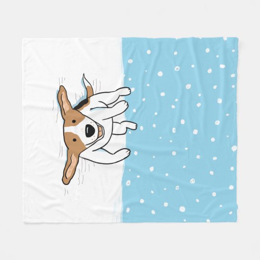 ハッピースノービーグルドップロバーズウィンターホリデー フリースブランケット (正面(横))