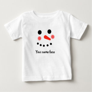 ハッピースノーマンの顔 カスタムネームTシャツ ベビーTシャツ