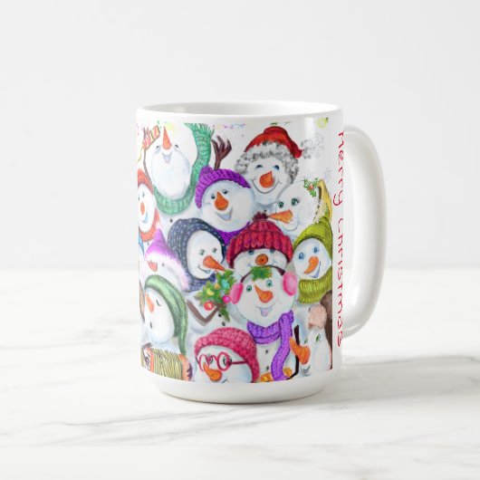 ハッピースノーマンズメリークリスマスお祝いおもしろい コーヒーマグカップ (正面右)