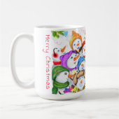 ハッピースノーマンズメリークリスマスお祝いおもしろい コーヒーマグカップ (左)