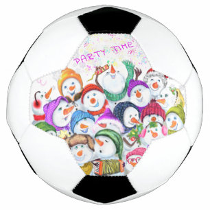 ハッピースノーマンズメリークリスマスパーティーおもしろいスケッチ サッカーボール