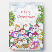 ハッピースノーマンズメリークリスマスパーティーおもしろいスケッチ フォトプラーク (正面)