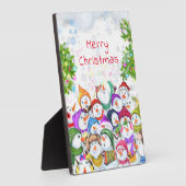 ハッピースノーマンズメリークリスマスパーティーおもしろいスケッチ フォトプラーク (側面)