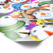 ハッピースノーマンズメリークリスマスパーティーおもしろいスケッチ フォトプリント            (角)