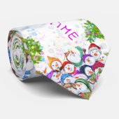 ハッピースノーマンパーティークリスマスネックタイ ネクタイ (ロール)